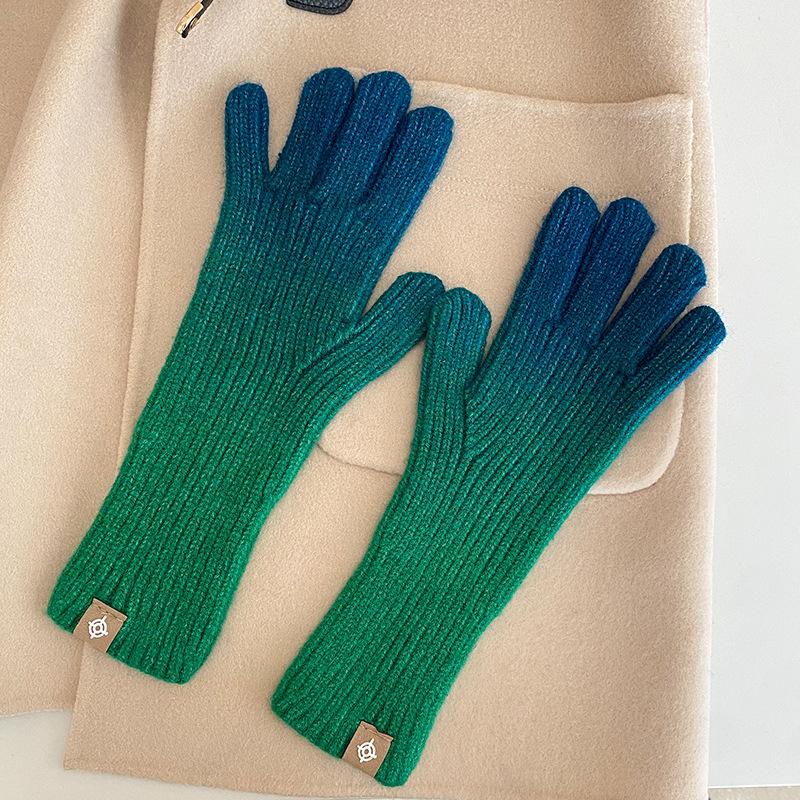 2022 New Knitted Gloves Women Sub-finger Leakage Finger Touch Screen  Wind Winter Warm Ski  Full Finger Gloves Gloves