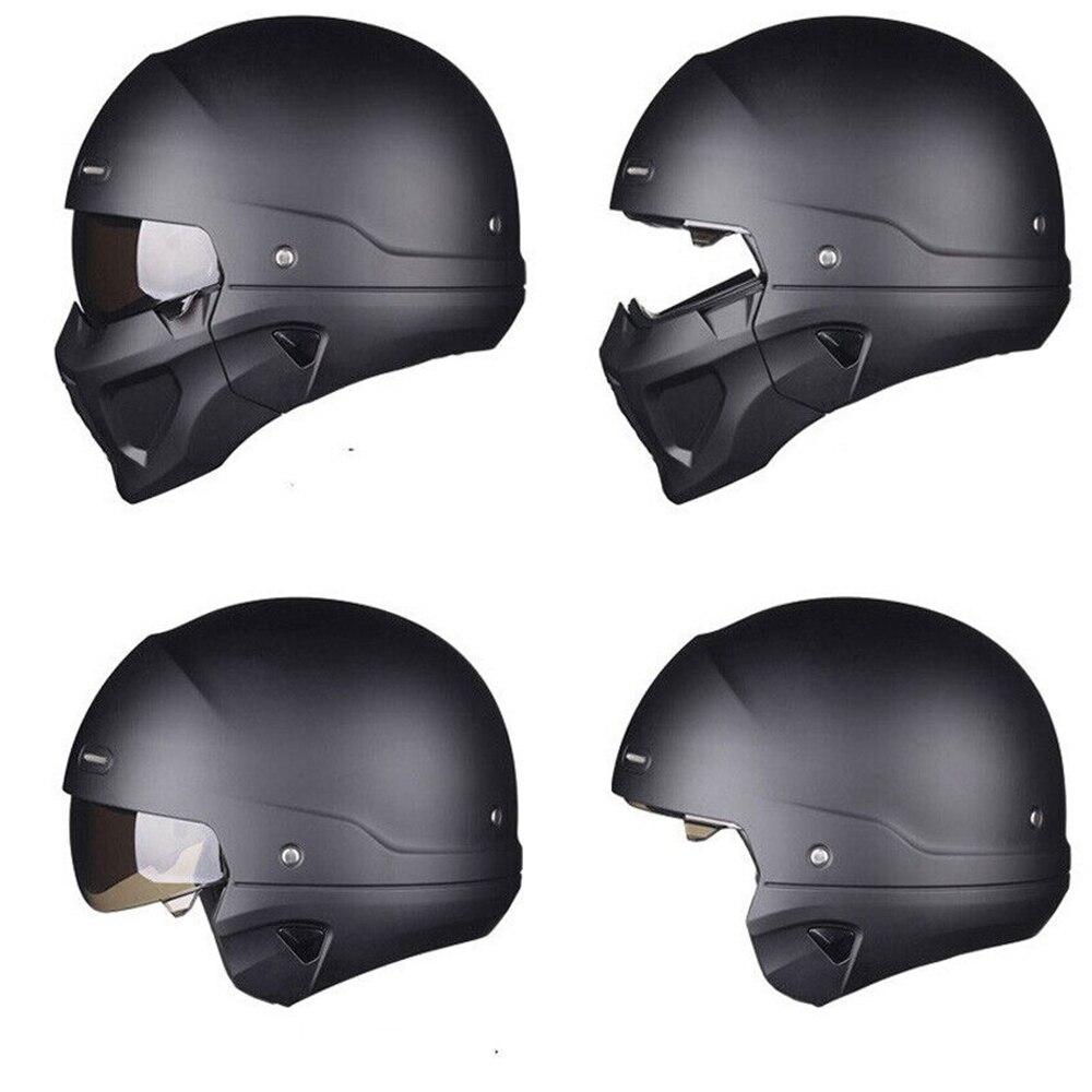 Retro Motorcycle Detachable Helmet Capacete Open Full Face For Bike Quick Release ABS Matte Black Modular Classic Professional