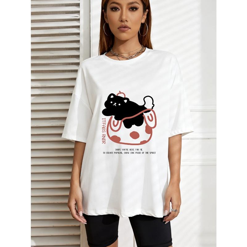 

Cute Cat In Cup T Shirt White Black Cat With Red Cup And Text Design For Casual Wear And Daily Outfits XXXXL білий
