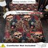 Skull Flower Pattern 3D Print Duvet Cover Halloween Gothic Style Bedding Set Pillowcase Polyester Soft Comfortable Quilt Cover