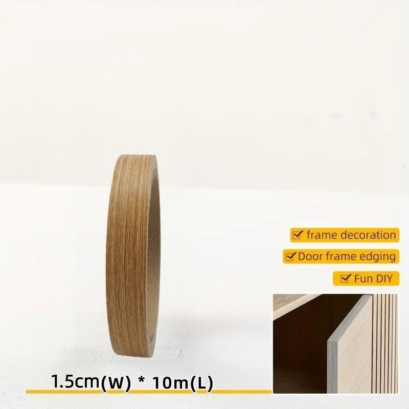 

1pc 393.7in Self-Adhesive Wood Grain Edge Trim Sticker - Thickened PVC, Decorative Furniture & Cabinet Door Frame Repair Strip