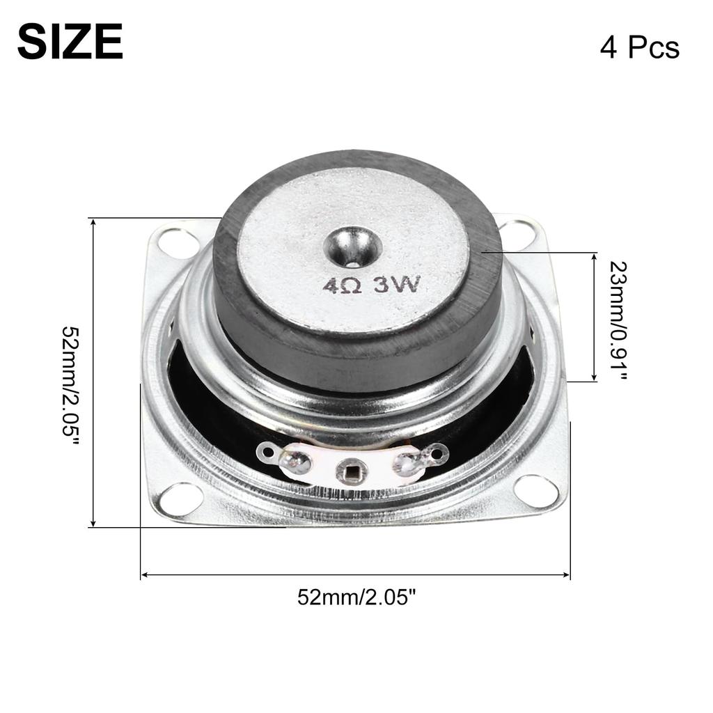 uxcell 4pcs 3W 4ohm Mini Speakers Metal Shell Square Outside Micro Magnet Speakers Mini Speakers DVD EVD Multimedia Mobile Portable Advertising
