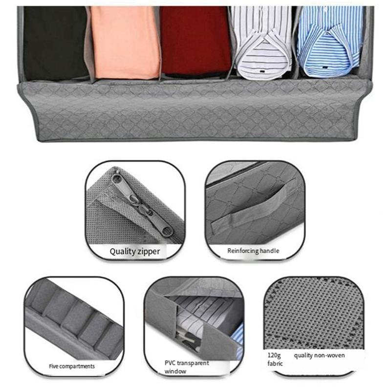 

AEE2-2Pcs Foldable Under Bed Storage Bag Wardrobe Clothes Dustproof And Moisture-Proof Storage Box синій