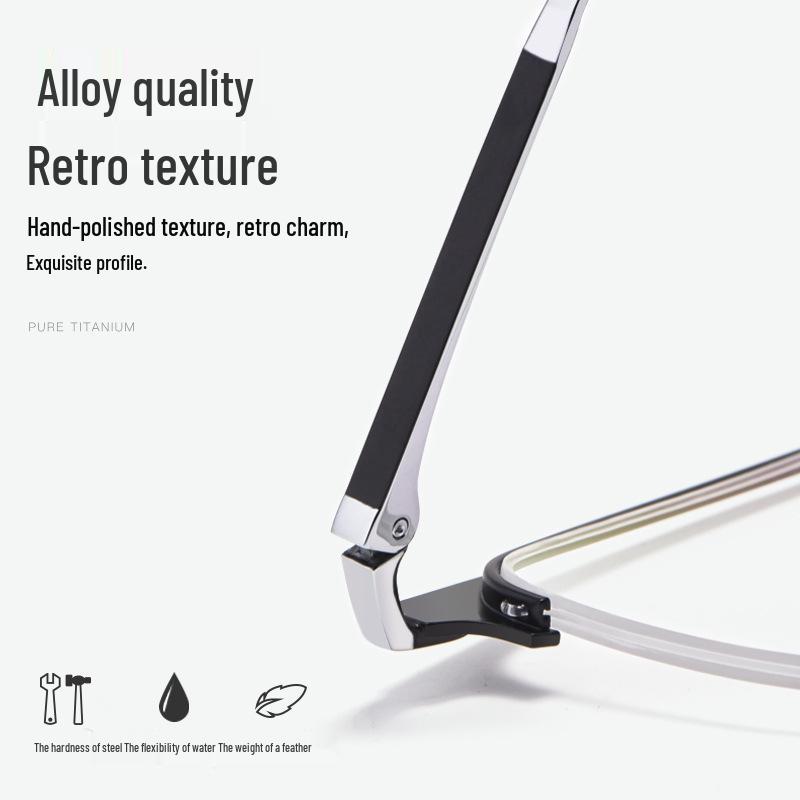 Ultra-Light Men's Half-Frame Alloy Myopia Glasses - Retro Metal Design