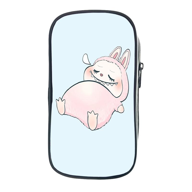 Labubu Cartoon Pen Bag The Monsters Printed Stationery Box Abubu Large Capacity Pencil Case Cute Anime Bags Student School Bag