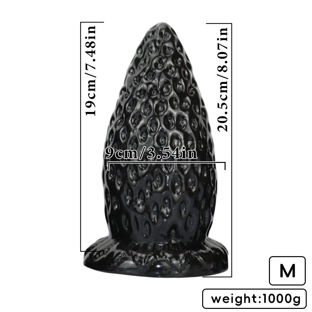 Black 11cm Extra-Large Strawberry Anal Plug, Extra-Thick Male Toy