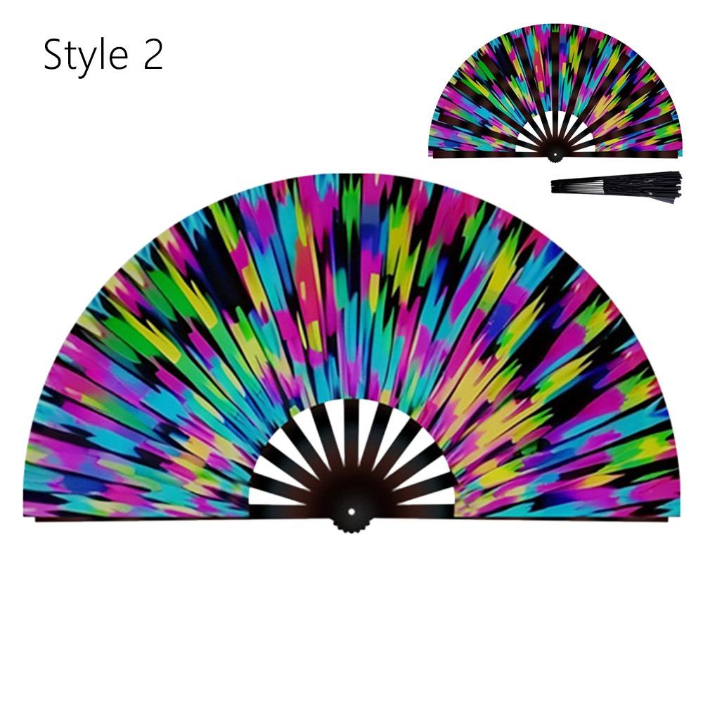Ten Inch Fluorescent Fan UV Glow Lightweight Tai Chi Fan Stage Performance Dance Foldable Kung Fu Folding Fan