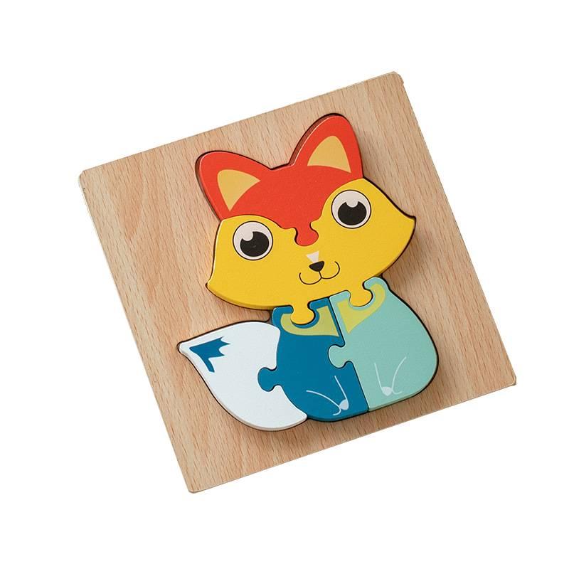 Wooden 3d Puzzle Cognitive Animal Traffic Shapes Matching Blocks For Early Education