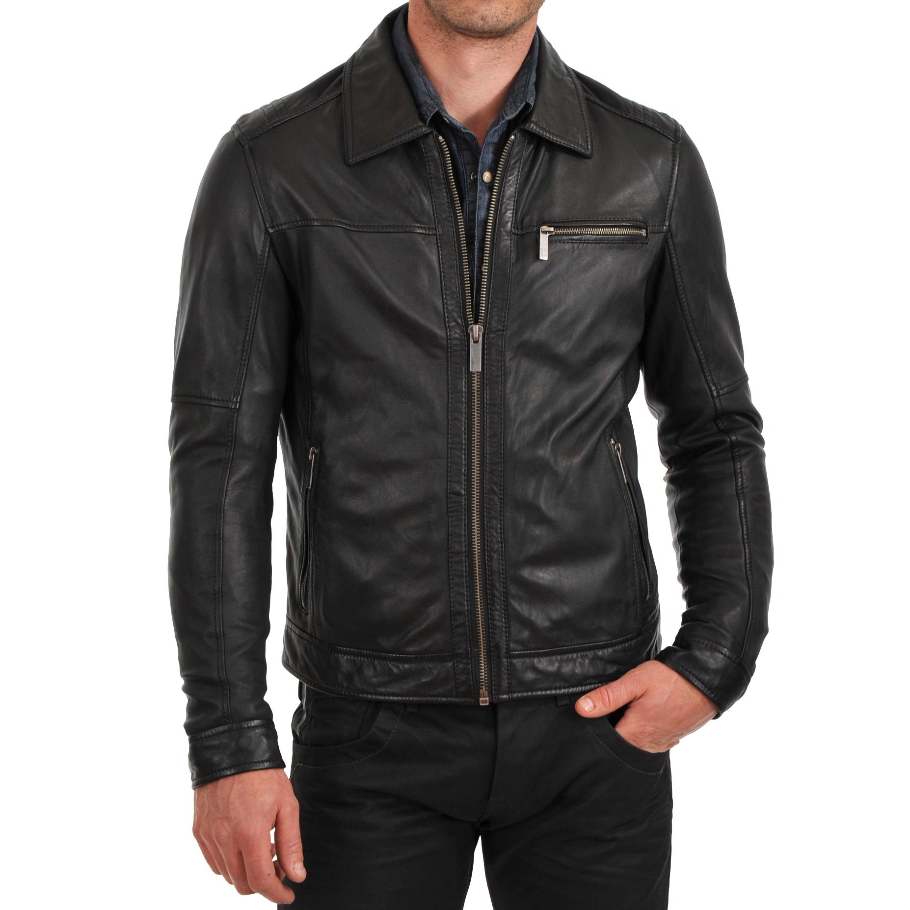 

SkinOutfit Men s Genuine Lambskin Black Leather Jacket Stylish Motorcycle Bomber Biker Outerwear MJ 38 S чорний