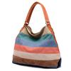 Canvas Shoulder Bag Ladies Handbag Contrast Color Bag Striped Fashion Retro Large-capacity One-shoulder Messenger Bag