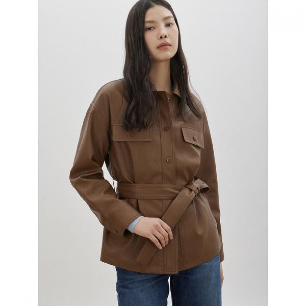 Cc Collect Belted Fake Leather Jacket C261psf152