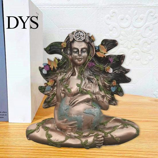 Resin Ornament Mother Earth Statue Artistic Hand-painted with Butterfly Realistic Three-dimensional Decorative Gift Sculpture Gaia Fairy Mythic