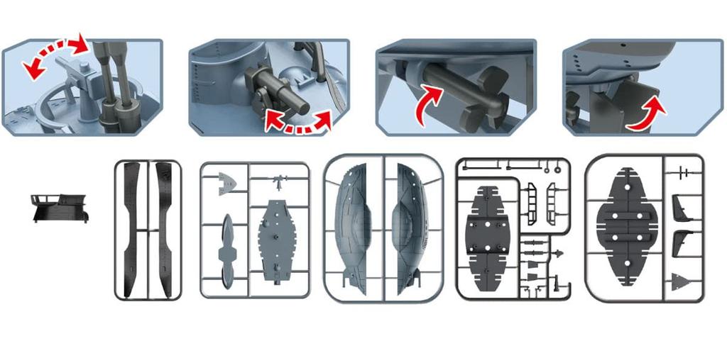 Doyusha Deformierte Plastikmodell-Serie Militärisches U-Boot mit Kampffigur Plastikmodell U-05 (blau) Vorgefärbtes DPM-SbM-1