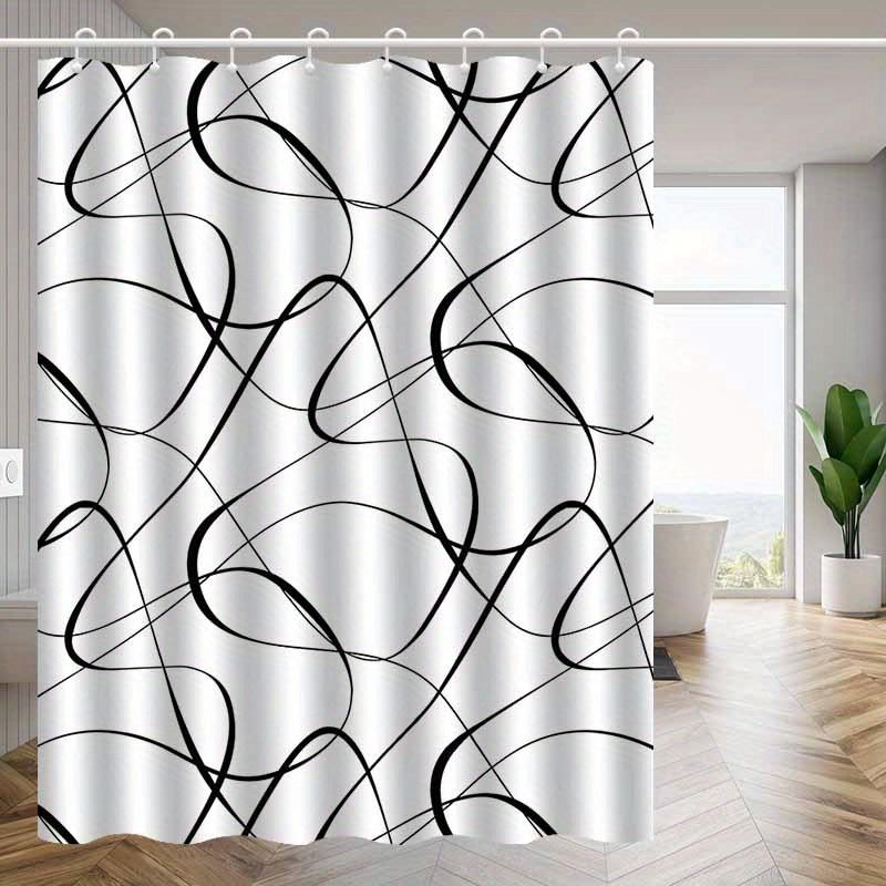 

1Pc Minimalist Abstract Geometric Patterned Shower Curtain, Machine Washable Polyester, Suitable For Bathroom Dcor. W60H190(CM)-1 Pcs