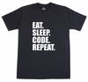 Eat Sleep Code Repeat Computer Programmer 100% Cotton Unisex Men Black T Shirt