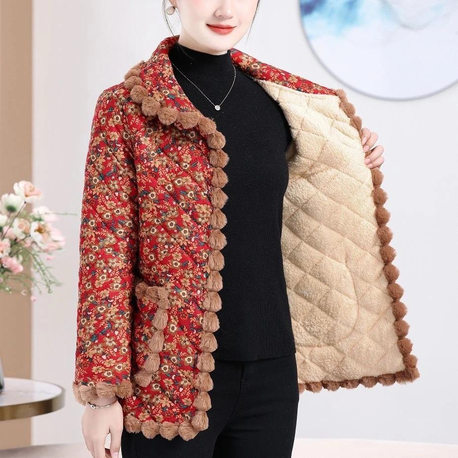 Chaqueta de Invierno para Mujer con Cuello Alto, Abotonadura Simple y Gruesa, Parkas Cálidas para Edad Media