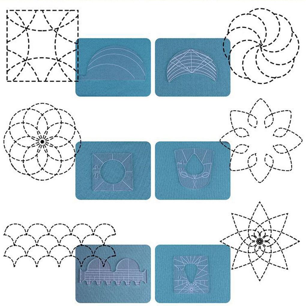 6pcs Quilting Rulers Acrylic DIY Template Gauges Sewing Machine Fabric