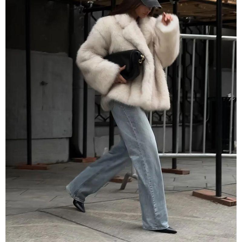 Fall and Winter New Arrival Women's Clothing Fashion Style Elegant Socialite Thermal Furry Clothes Fashion Fur Effect Coat Overcoat