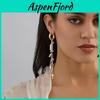 Elegant Natural Stone Asymmetrical Pendant Earrings With Imitation Pearl Fashionable Street Style