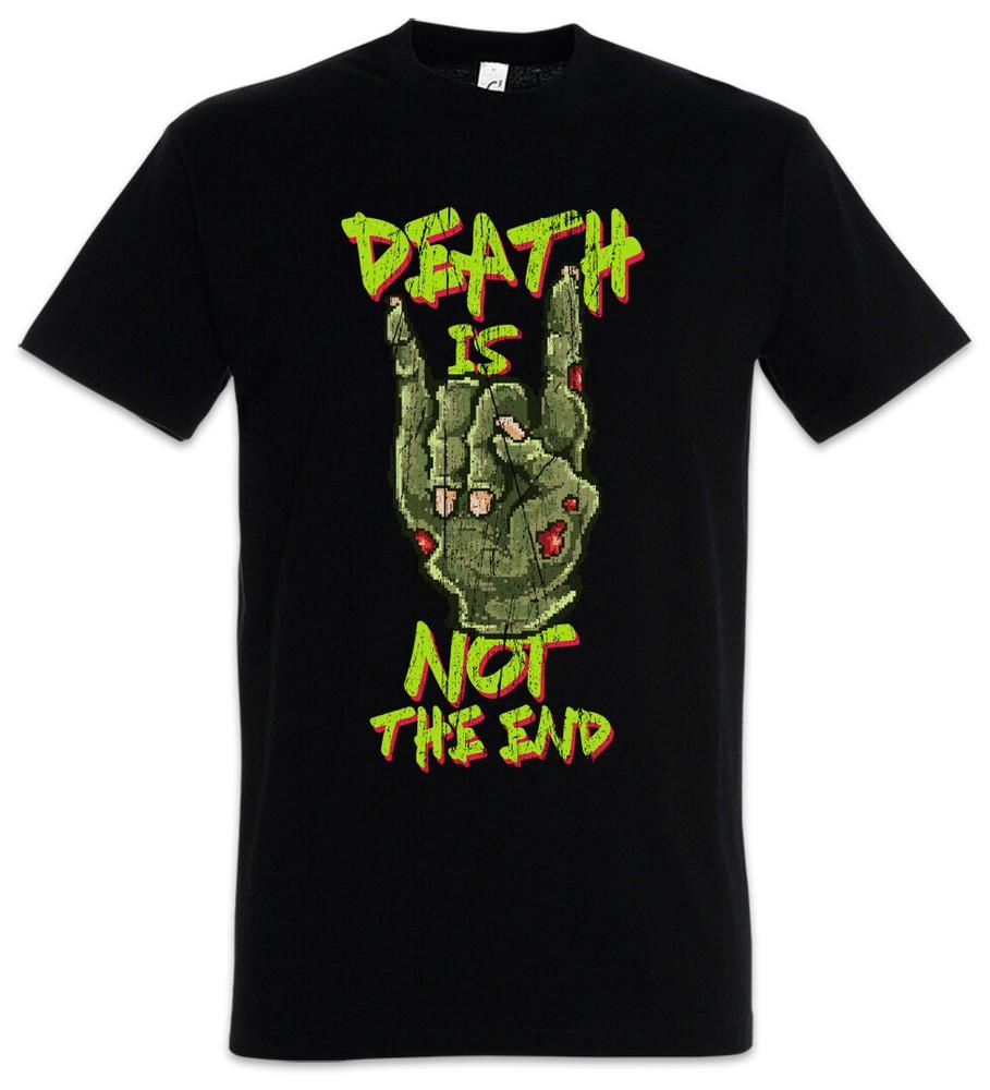 

Death Is Not The End T-Shirt Pixel 8 Bit Geek Nerd Fun Retro Zombie Metal Fist 4XL