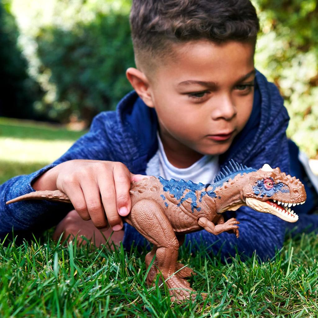 Mattel Jurassic World Neue Herrscher Actionfigur, Brüllender Rajasaurus [Gesamtlänge: Ca.. 26cm] [Ab 4 Jahren] HDX35 Braun, Mittel
