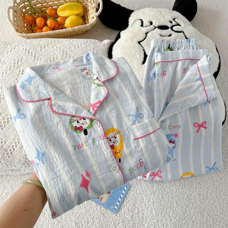 Summer Cure Cartoon Mikko Short-Sleeved Pajamas Women'S Loungewear Cloud Cotton Suit