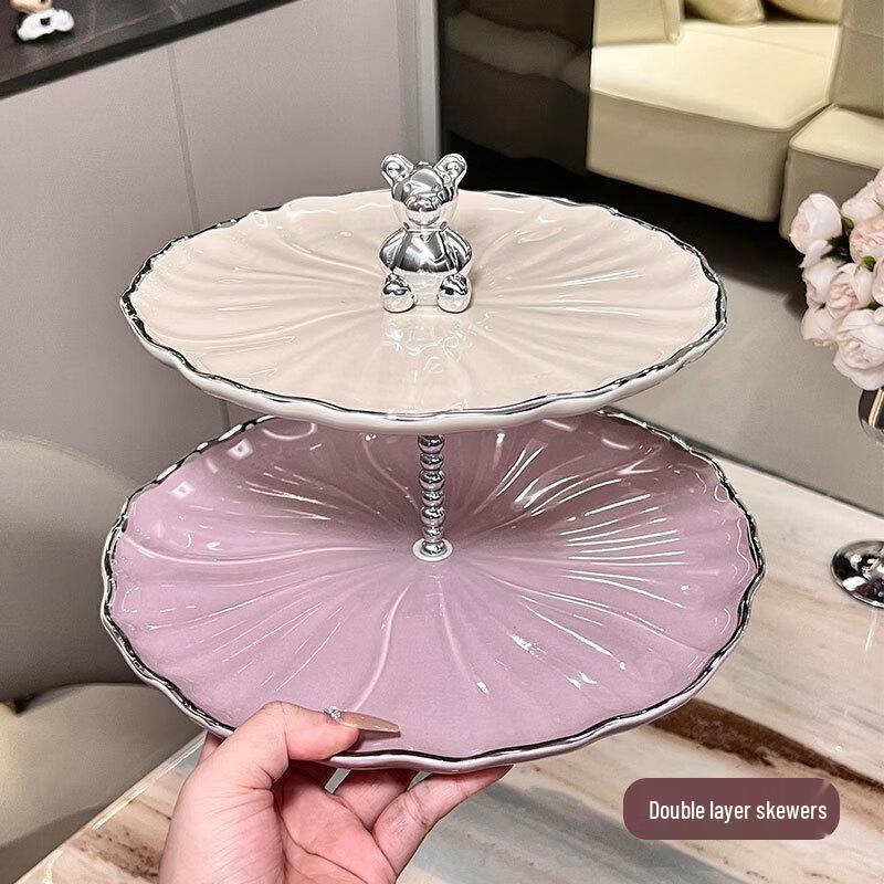 Qianxing Ceramic Lotus Leaf Dessert Platter