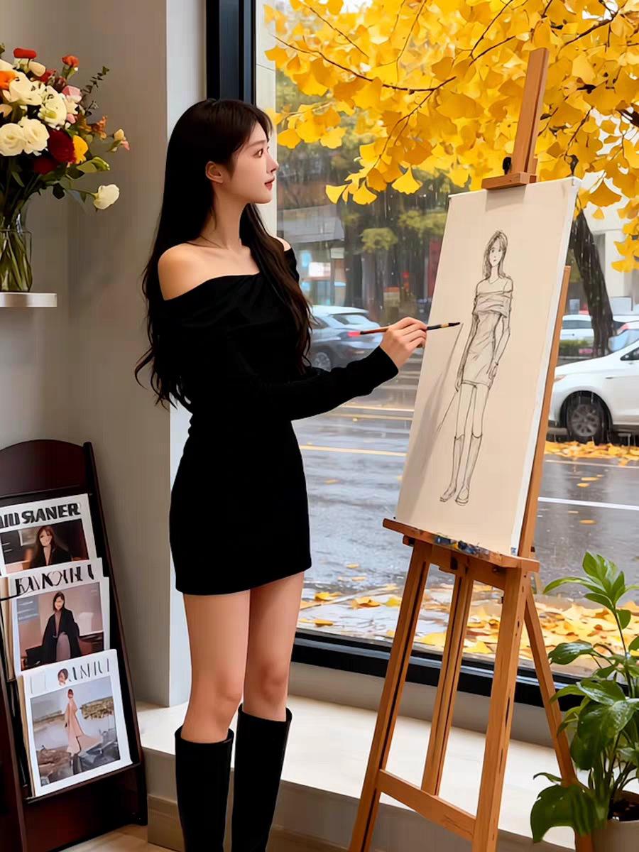 

Women s One-Shoulder Red Bodycon Dress: Sexy, Long Sleeve, Slimming Short Skirt for Spring, Autumn, and Winter XXL