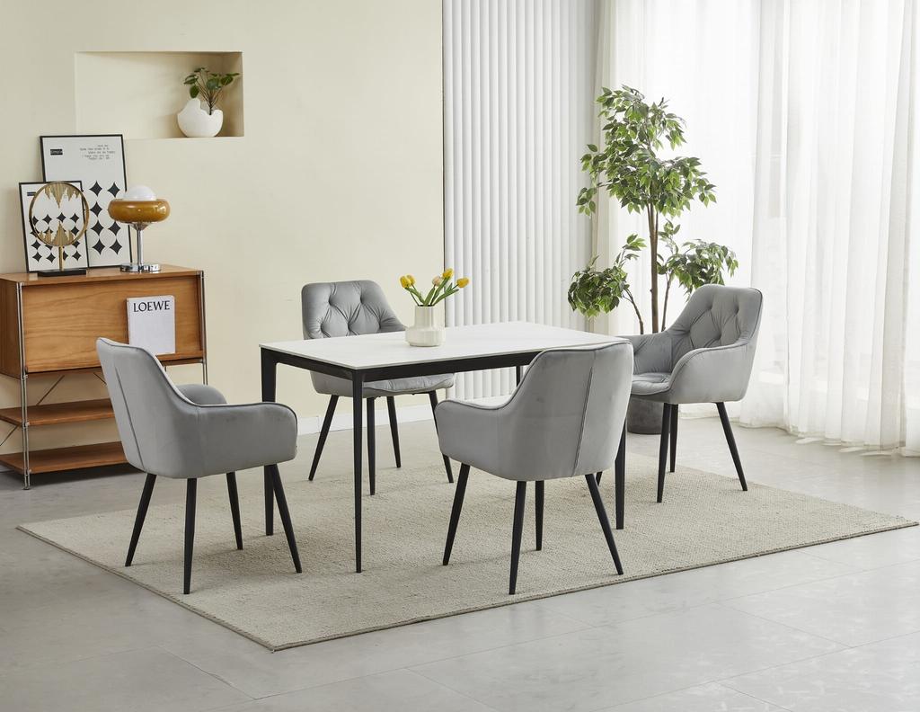 JORK Chair - Silver-gray Velvet / Black Legs X 1