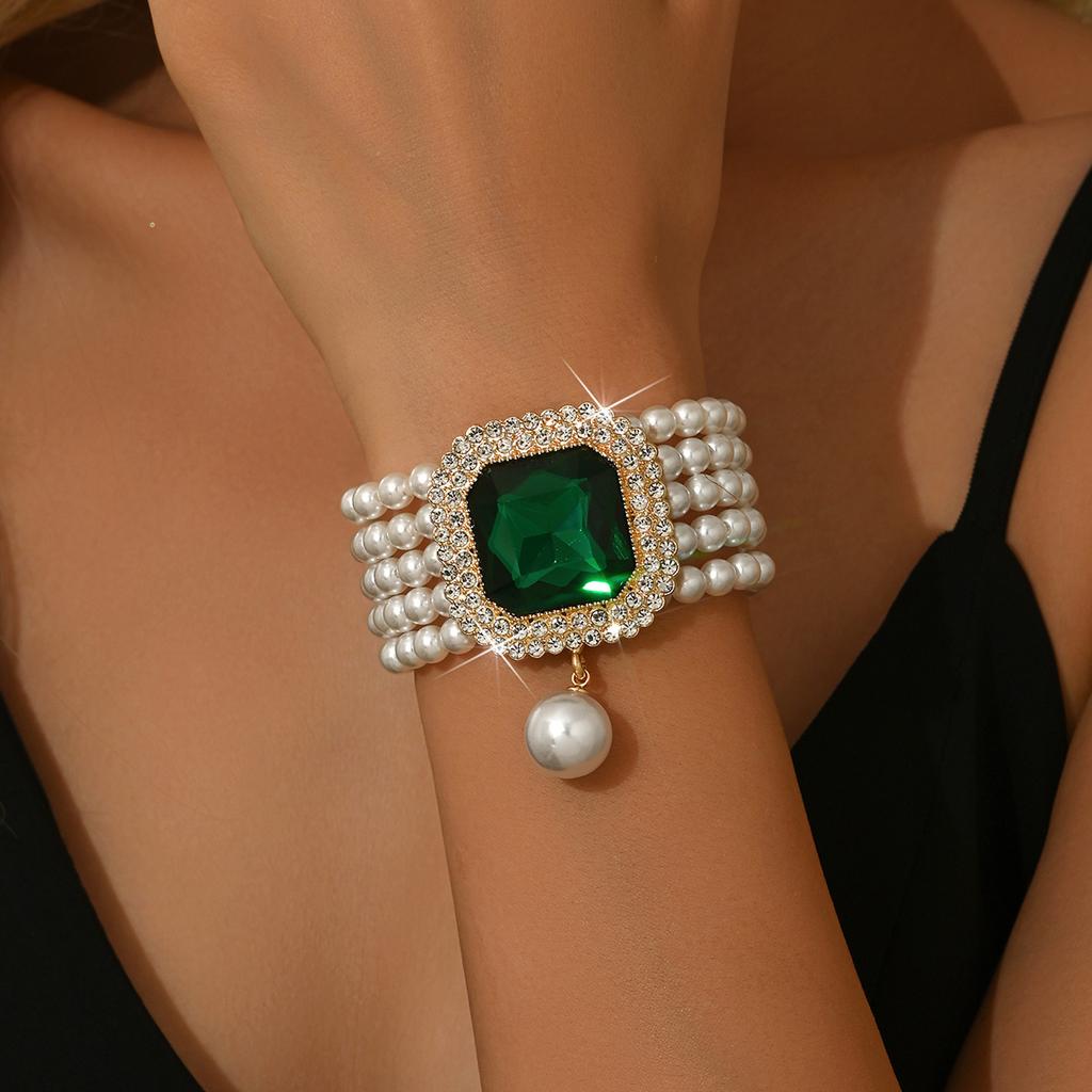 Cross Border Luxury Multi-layer Imitation Pearl Geometric Bracelet, Fashionable and Versatile Bracelet Manufacturer Wholesale