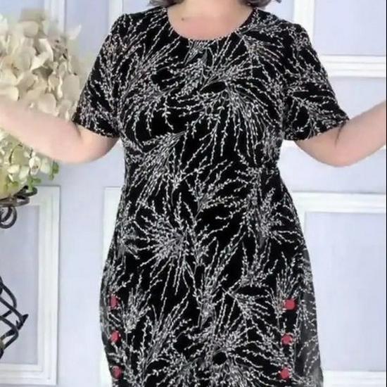 2025 Europäisches & Amerikanisches Übergrößen Bedrucktes Kleid 5588