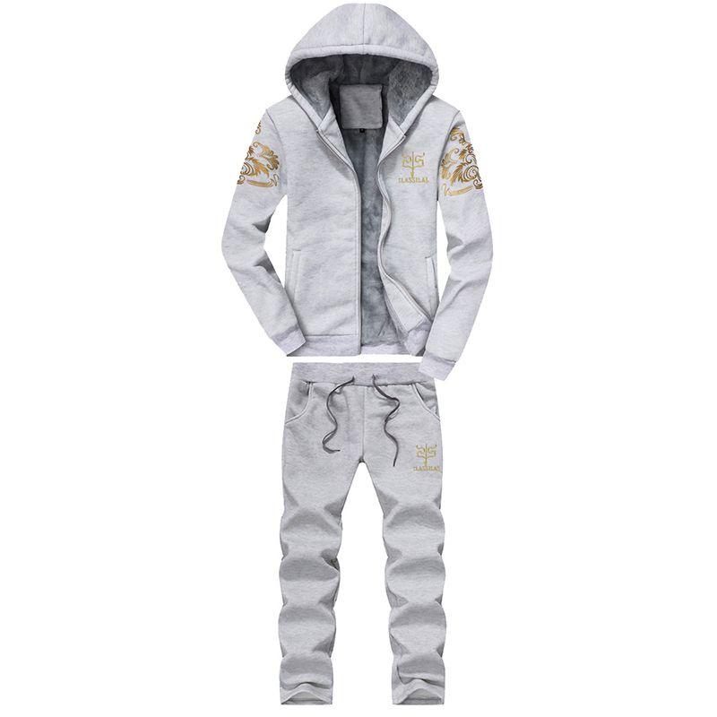 Hochwertiges 2-teiliges Herren-Winter-Fleece-Trainingsanzug-Set mit kuscheliger Jacke und Hose für ultimativen Komfort