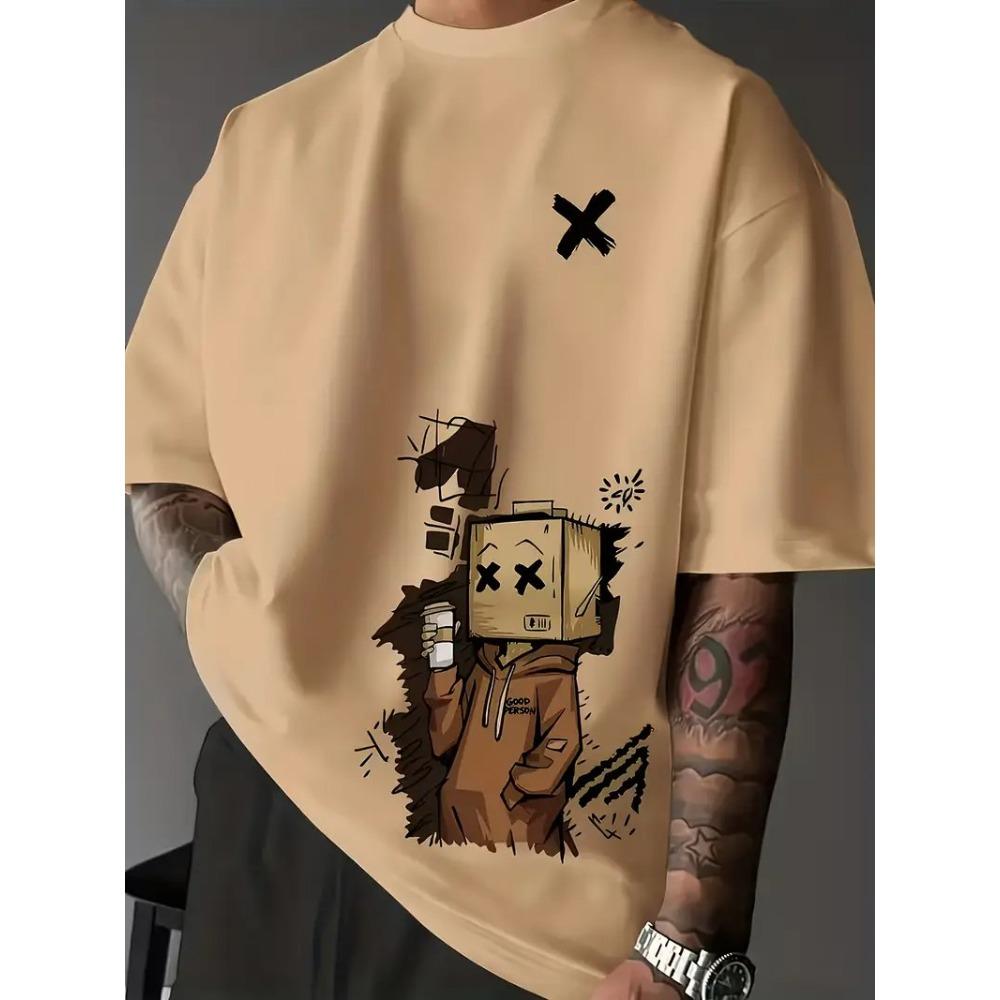 Men's Fashion T-shirt Anime Bear  Pattern Printed Men's T-shirt Top