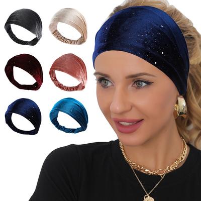 Velvet Headband Wide Hair Band Elastic Band Headwrap Elegant Autumn Winter Blingbling Hair Accessories For Women Girls