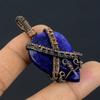 Blue Sapphire Pendant, Handmade Gemstone Pendant, 999 Copper Wire Wrapped Pendant Antique Jewelry, For Engagement Gift