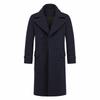 Herren Premium Wollmischung Zweireihiger Langer Peacoat