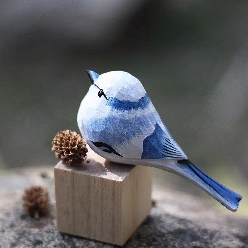 Hand-Carved Wooden Bird Ornament: Cute, Simple Healing Gift