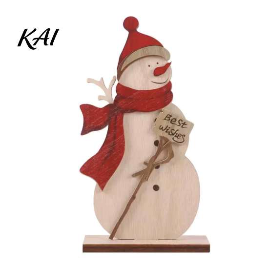 Retro Christmas Snowman Ornaments Nordic Ornaments, Wood Reindeer Santa Claus Figurine, Elk Tabletop Decorations Rustic Desktop Decoration for Holiday