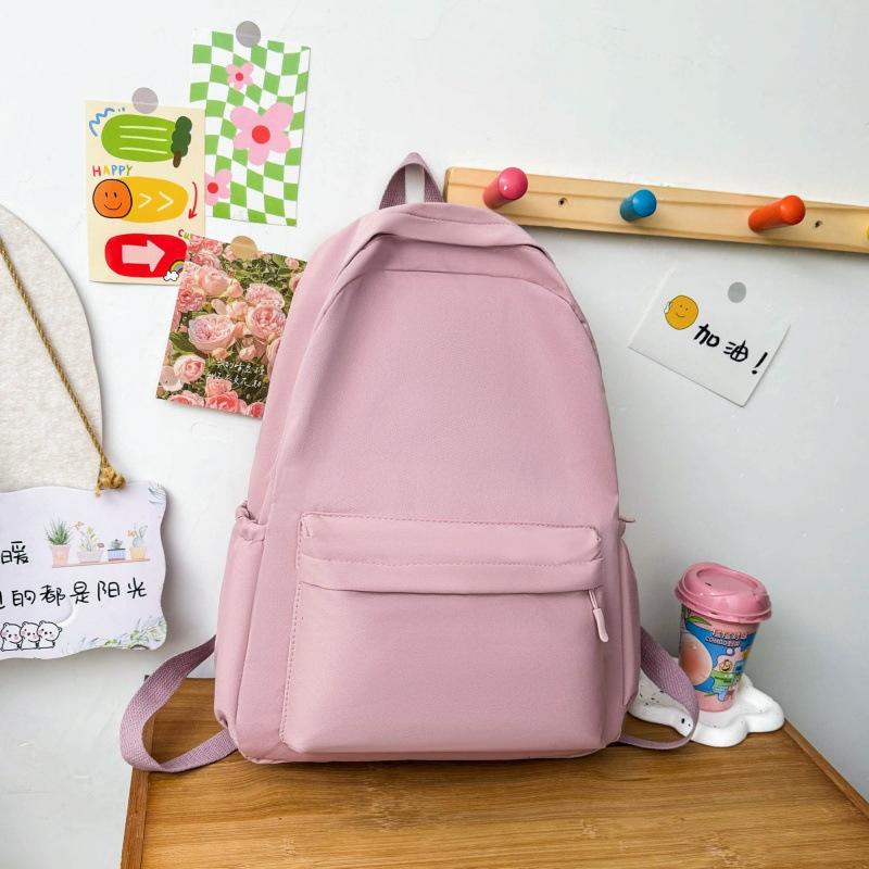 Student School Bag Korean Version Ins Large Capacity Light Canvas Backpack Girls' College Style Small Fresh Class Backpack