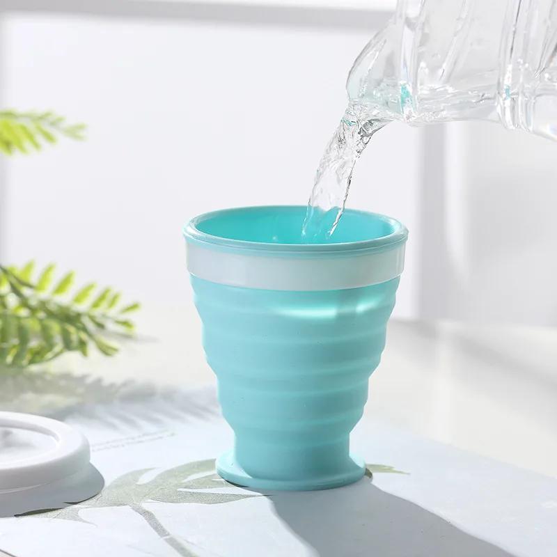 100/200/350mlTelescopic Portable Silicone Folding Cup Food Grade Water Cup Travel Drinking Ware Mug Outdoor Resin Coffee Handcup