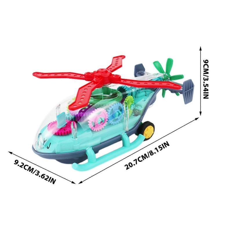 Universal Transparent Gear Toy Car Music Luminous Helicopter Children Boys Toy Playsets