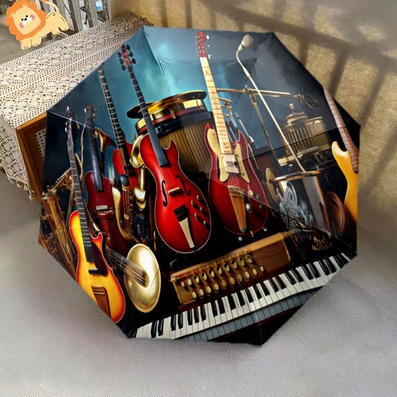 

1PC electric guitar Umbrella Portable Folding Umbrella Iron Frame Hole Bone Structure Outdoor Home Umbrella A13 разноцветный