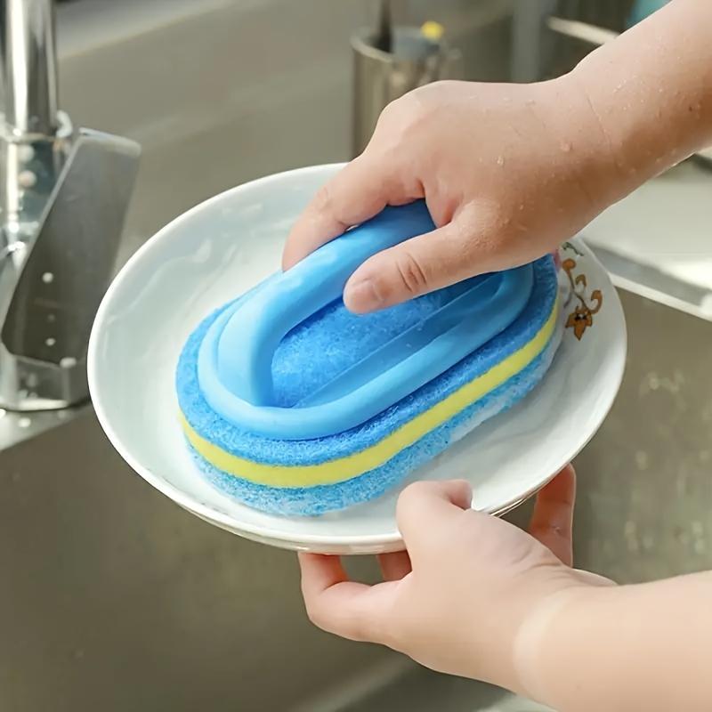 1/3pcs Powerful Stain Removal Cleaning Sponge Brush - Durable Handle Sponge for Bathroom, Bathtub, Tile, Kitchen