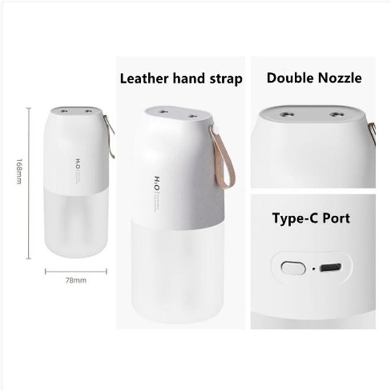 300ml Wireless Air Humidifier Portable Usb Rechargeable Double-nozzle Ultrasonic Air Purifier Night