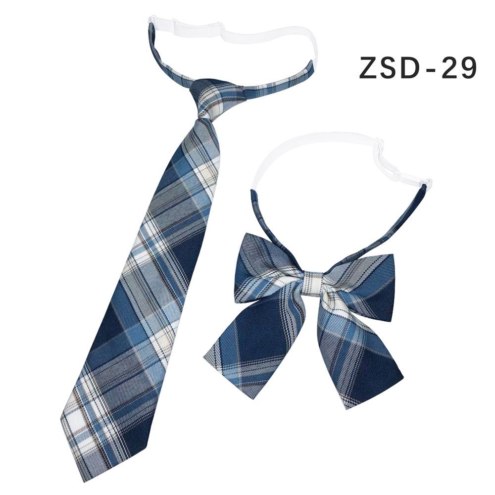 Unisex JK Collar Plaid Bowknot Flower Set - Polyester Cotton Student Uniform Accessory
