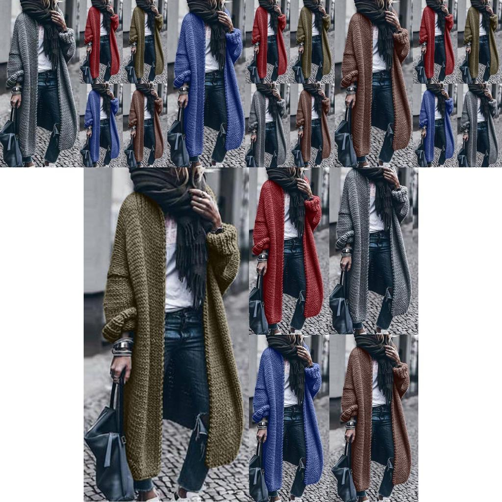 Stilvoller Damen Einfarbig Lockerer Strickpullover Cardigan mit Weichem Grobstrick