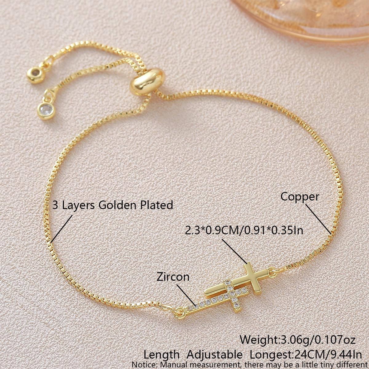 

Zirconite-set Double-cross Pendant Bracelet - Stylish, Simple, Adjustable Pull Bracelet for Women NAN04-10