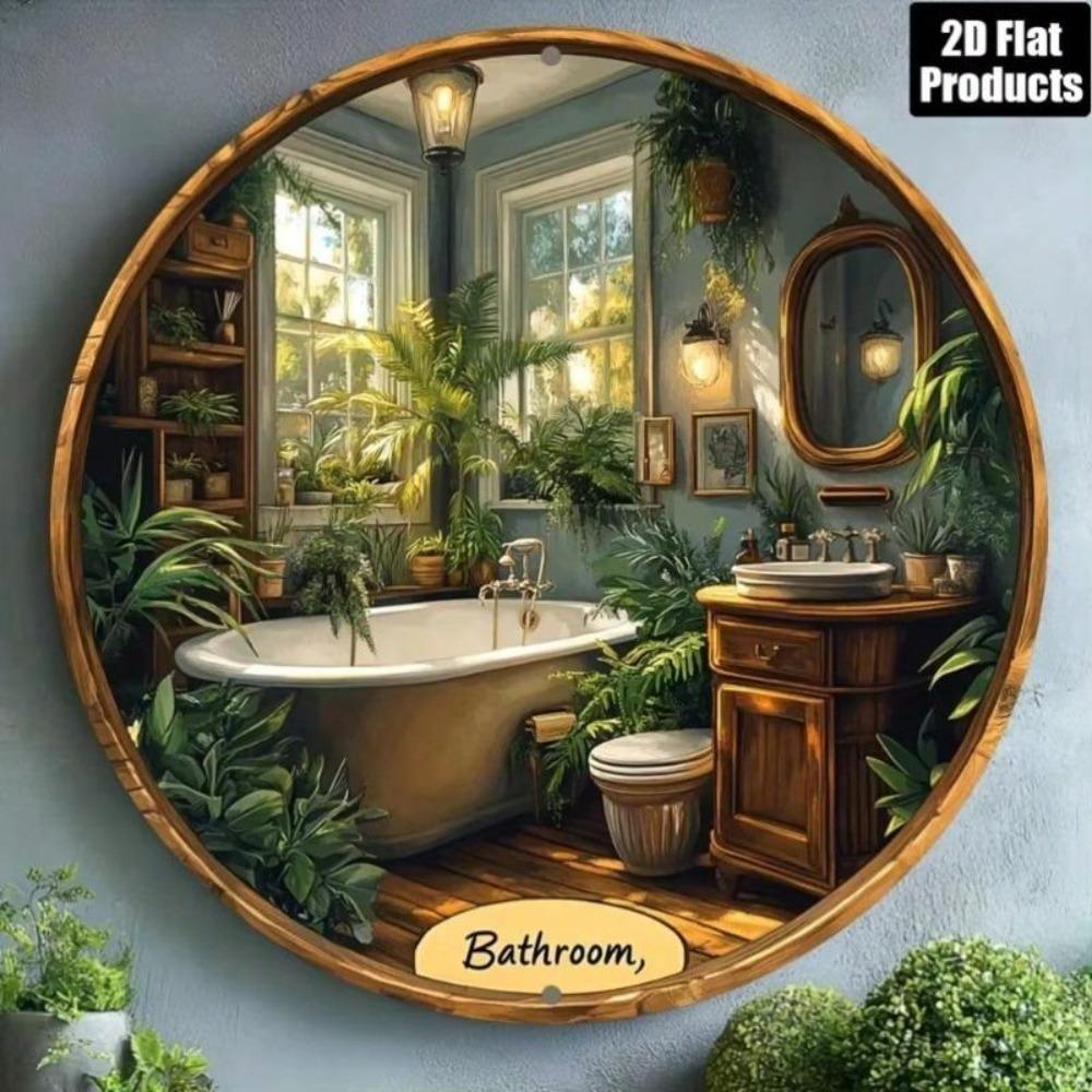 Metal Wall Art Green Plant Bathroom Decor Home Office Bar Cafe Kitchen Holiday Gift