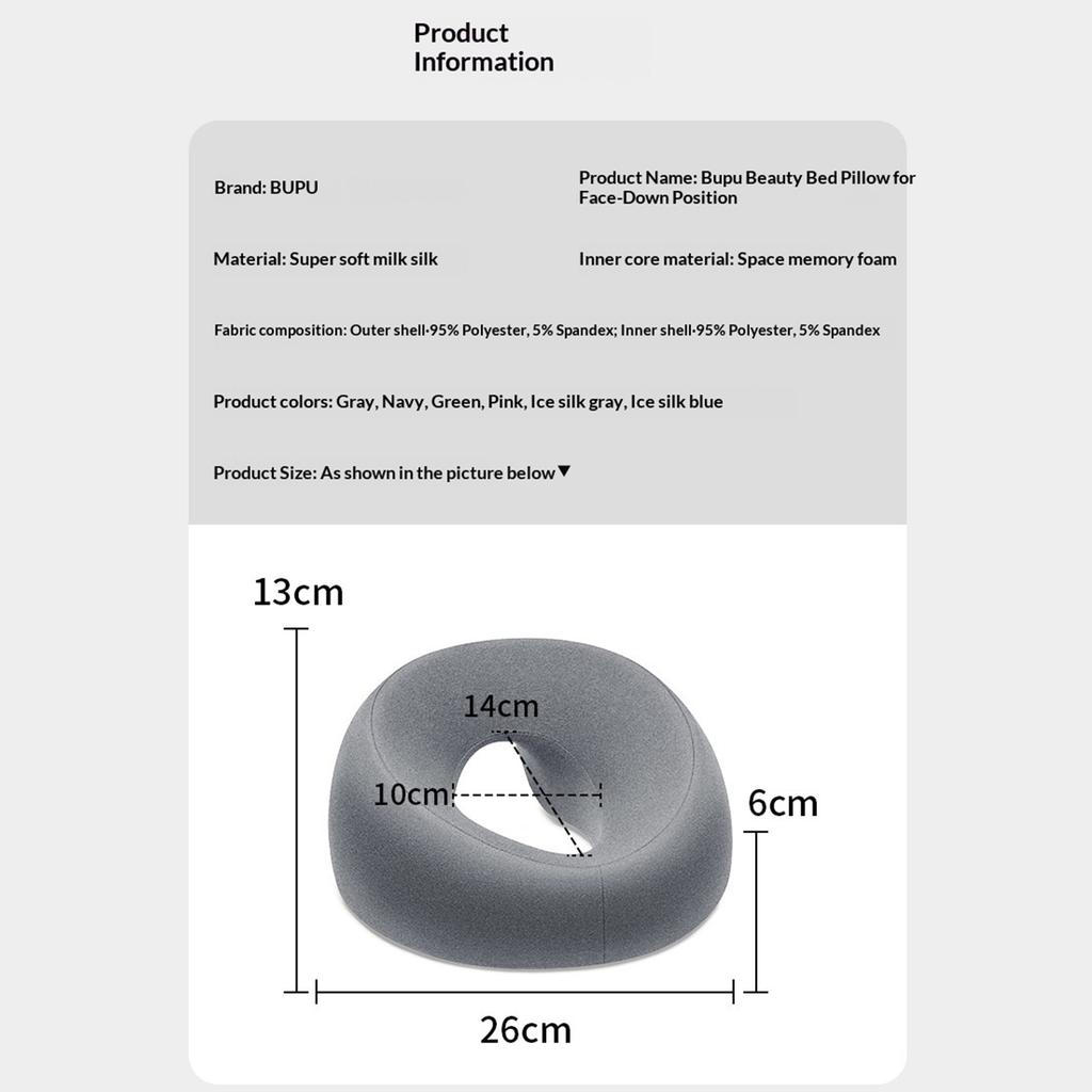 U-Shaped Massage Face Cushion Breathable Memory Foam Headrest Slow-Rebound Front Down Head Cushion for Desks Bed Spa