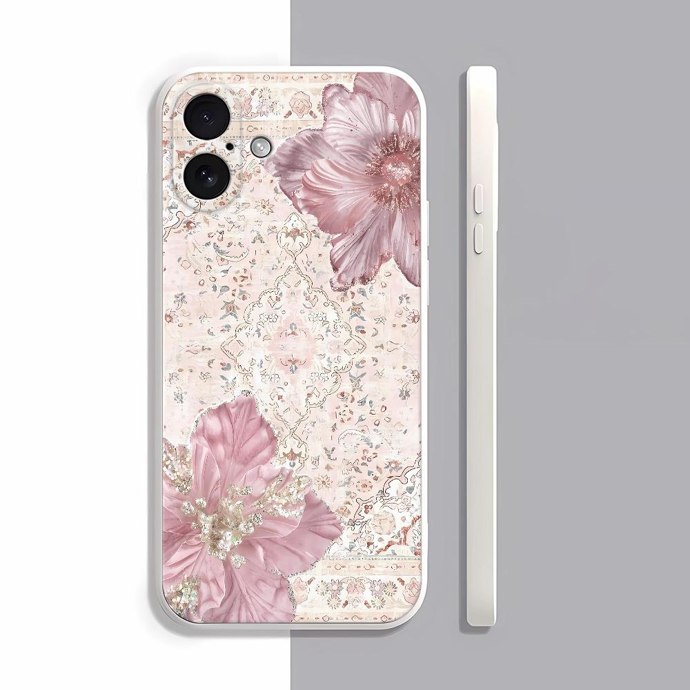 Pink Floral Design Pattern Phone Case For IPhone 17 Case IPhone 16 Pro Max 11 15 14 12 Pro Max 7 8 Plus XR SE Air Silicone Cover